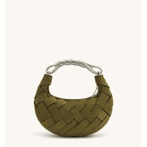 Jw Pei Orla Weave Handbag Dark Olive Mini Hobo Bag With Braided Leather Handle
